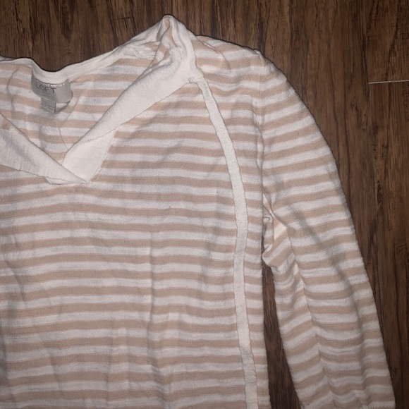 LOFT Womens Tan & White Striped Sweater - Picture 4 of 6
